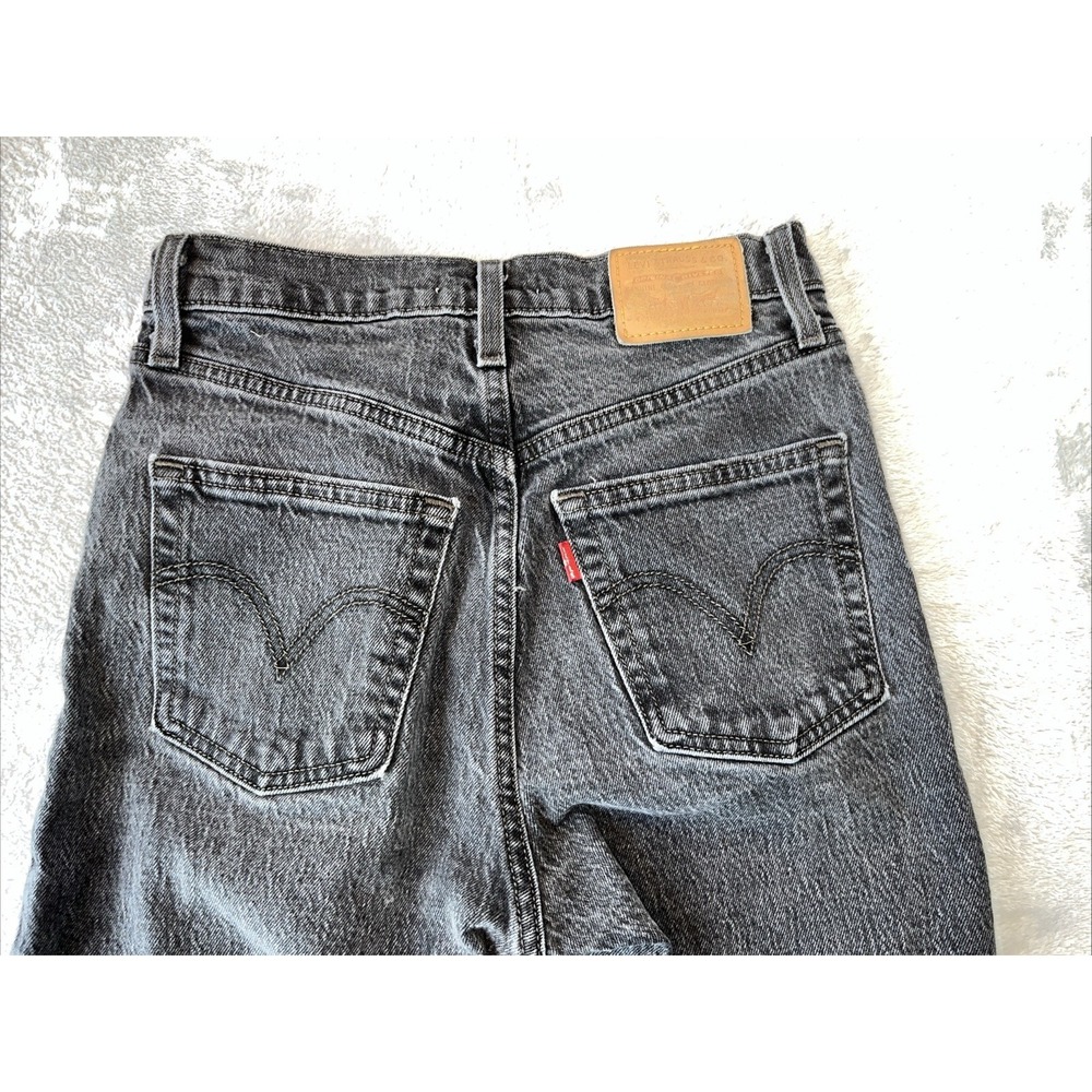 Levi's‎ Premium Jeans Women's 26 Black Ribcage Crop Boot Button Fly High Rise